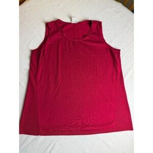 Chicos Deep Red Knit Sweater Tank Wide Ribbed Side Panels Sz 3 US:XL